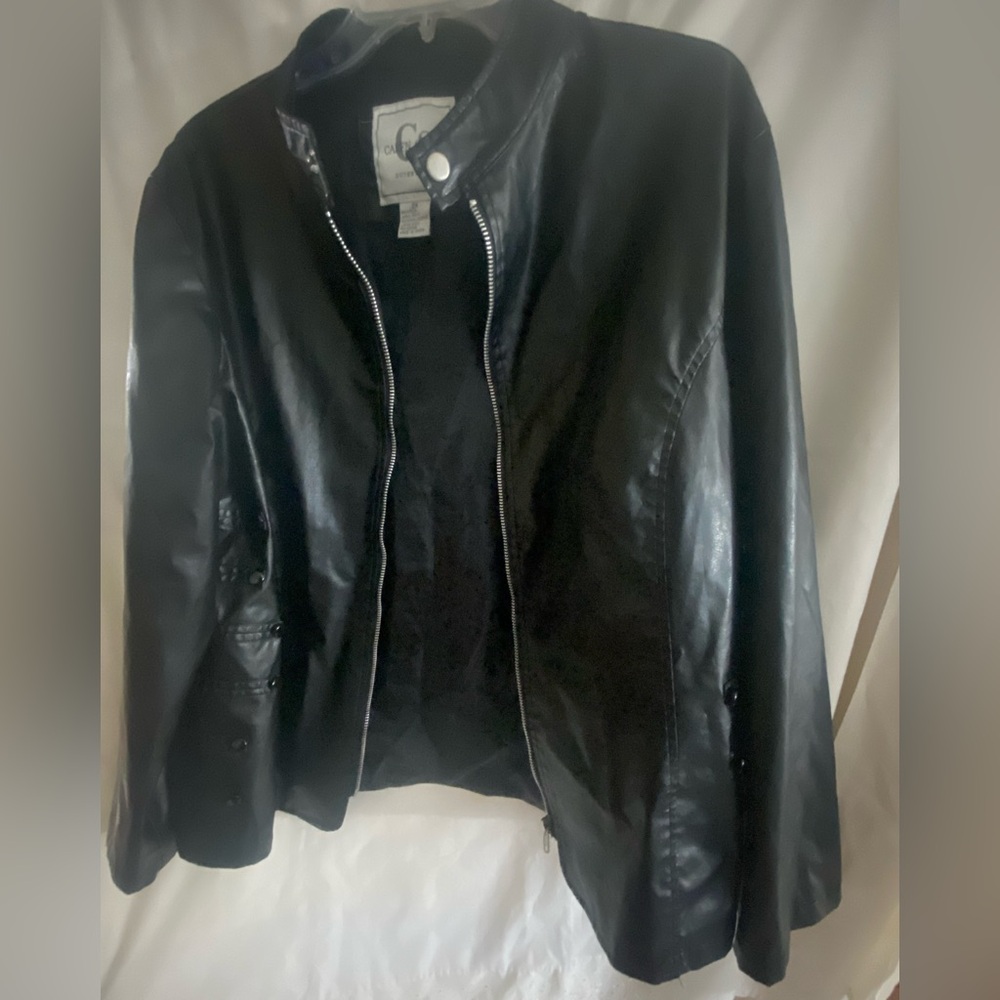 Women's Caron Sport Black Leather Jacket - SIZE 2X